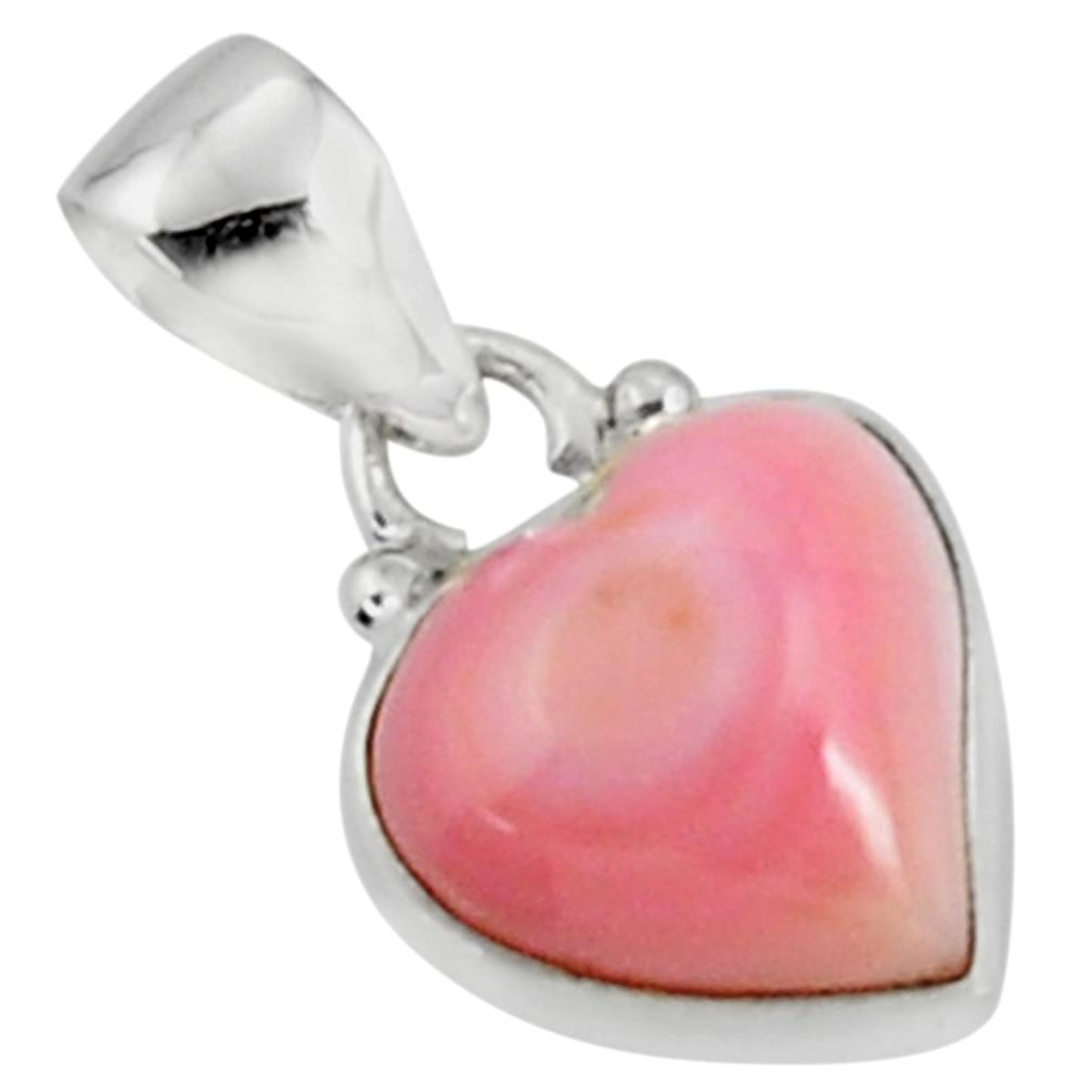 925 sterling silver 6.65cts natural pink queen conch shell heart pendant r50899