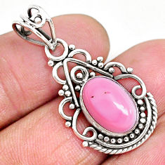 Clearance Sale- 925 sterling silver 4.02cts natural pink queen conch shell oval pendant r94020