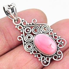 925 sterling silver 4.06cts natural pink queen conch shell pendant jewelry t4349