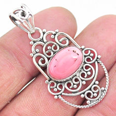 925 sterling silver 4.06cts natural pink queen conch shell pendant jewelry t4358
