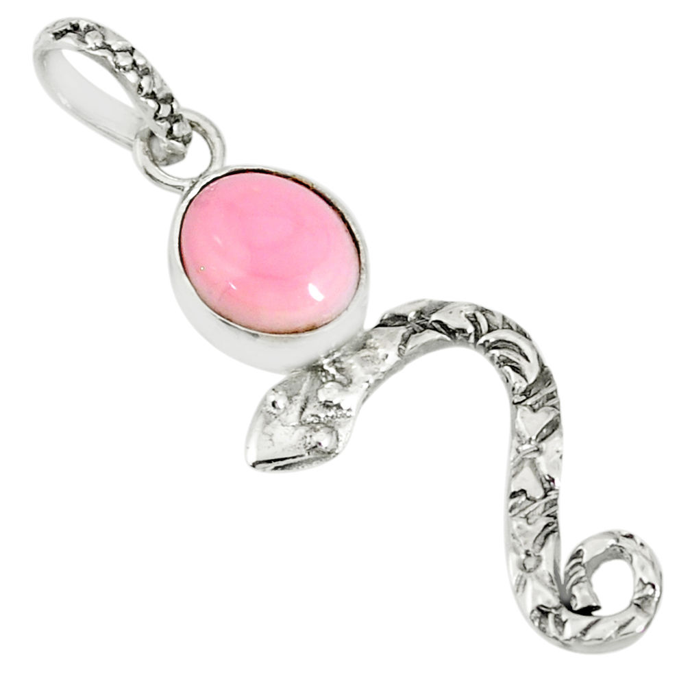 925 sterling silver 3.76cts natural pink queen conch shell snake pendant r78410