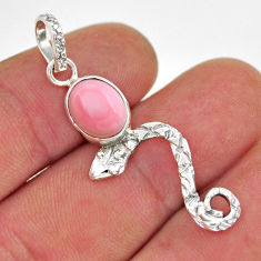 925 sterling silver 3.66cts natural pink queen conch shell snake pendant y27255