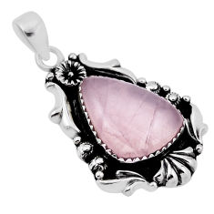 925 sterling silver 14.20cts natural pink rose quartz pendant jewelry n34013