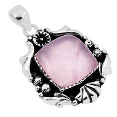 925 sterling silver 15.25cts natural pink rose quartz pendant jewelry n34016