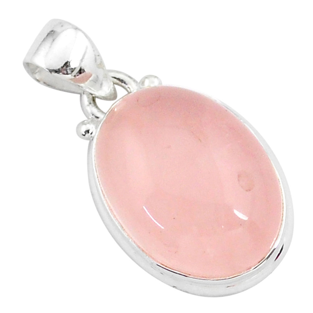 925 sterling silver 13.08cts natural pink rose quartz handmade pendant r96319