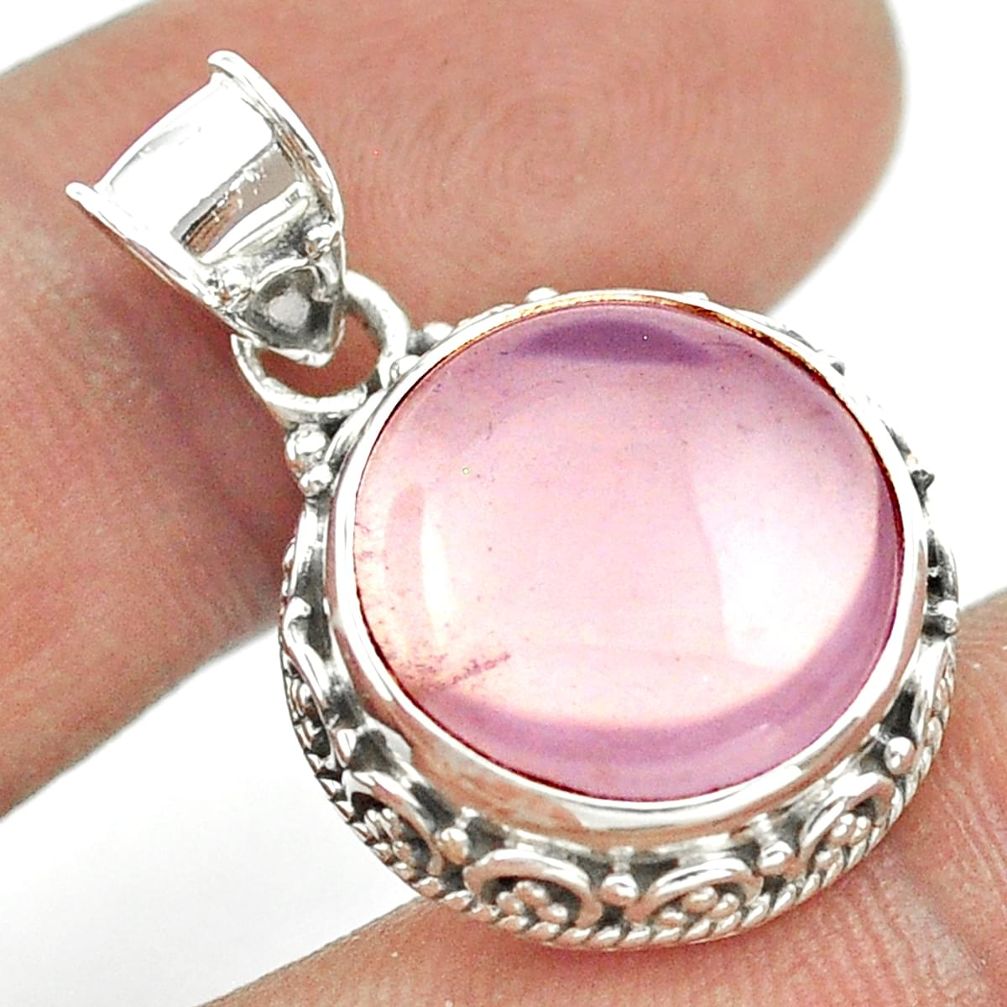 925 sterling silver 12.83cts natural pink rose quartz pendant jewelry t53676