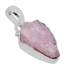 925 sterling silver 5.65cts natural pink rose quartz rough fancy pendant n54096