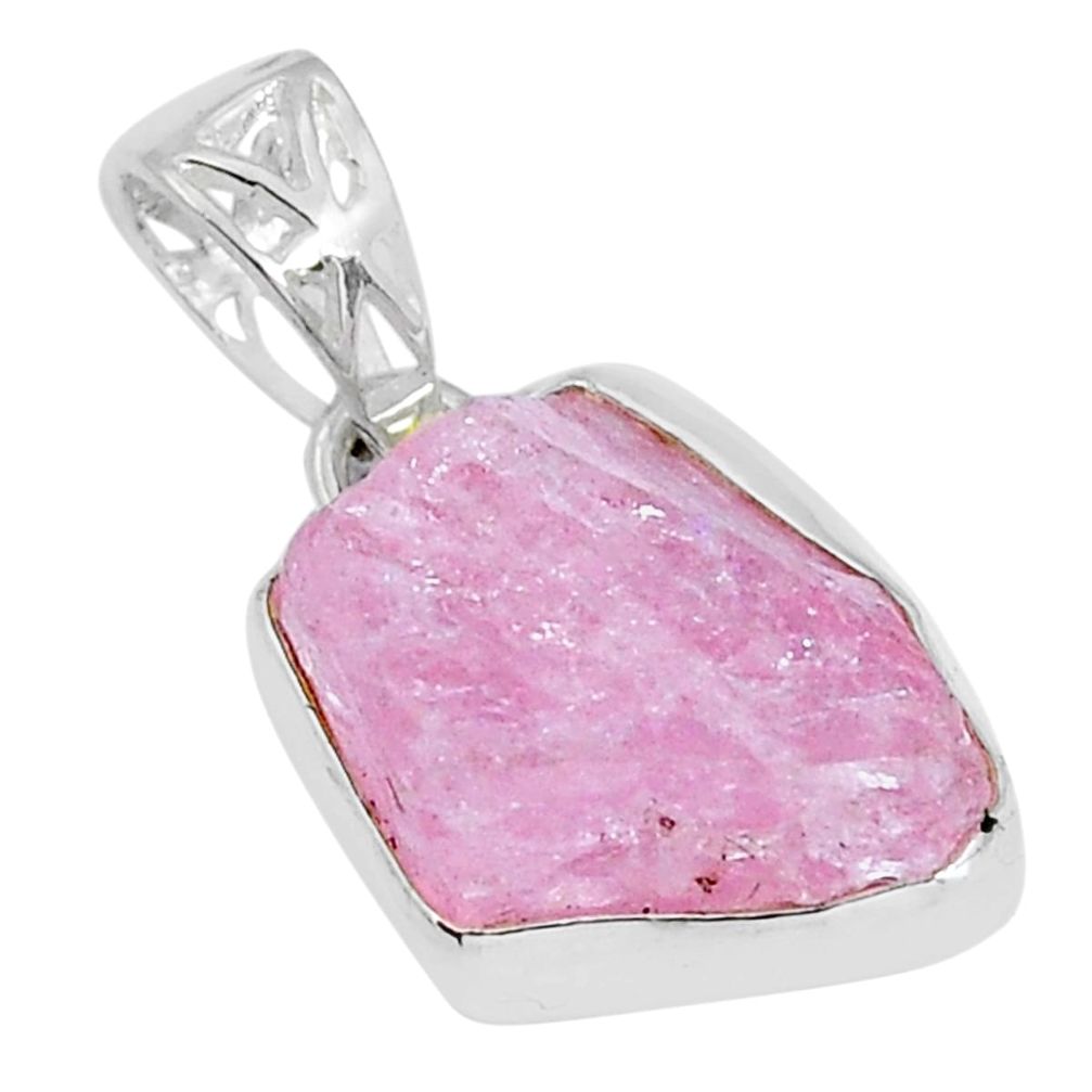 925 sterling silver 11.20cts natural pink rose quartz rough fancy pendant y5317