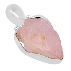 925 sterling silver 11.25cts natural pink rose quartz rough fancy pendant y94773