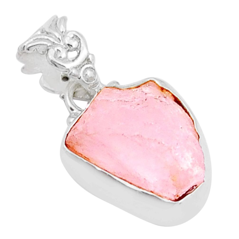 925 sterling silver 9.18cts natural pink rose quartz rough pendant jewelry y6077
