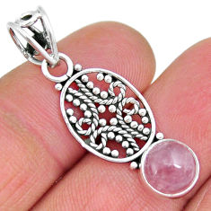 925 sterling silver 3.01cts natural pink rose quartz round pendant jewelry y6463