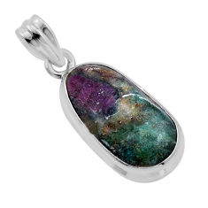 925 sterling silver 12.28cts natural pink ruby in fuchsite fancy pendant n51682