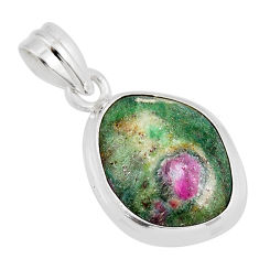925 sterling silver 12.65cts natural pink ruby in fuchsite fancy pendant y49144