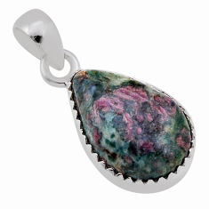 925 sterling silver 6.86cts natural pink ruby in fuchsite pendant jewelry n38239