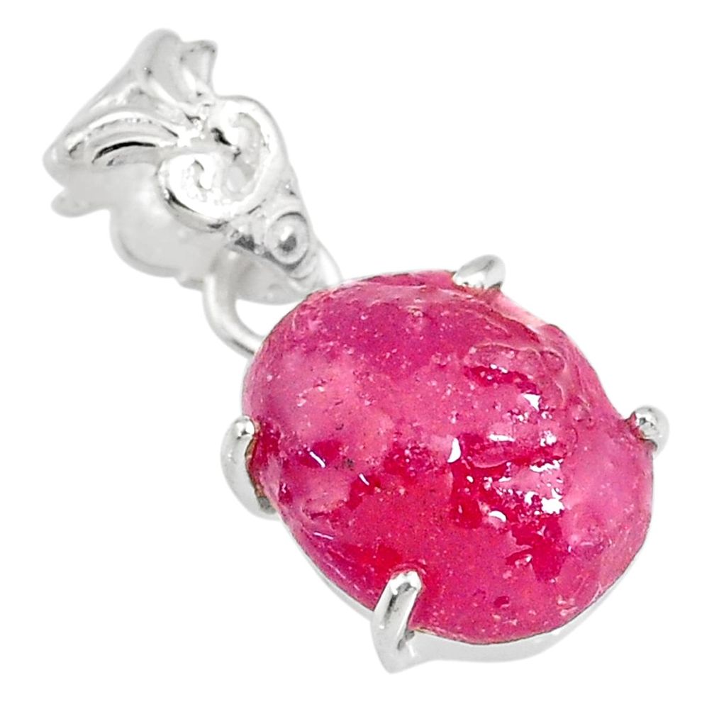 925 sterling silver 10.16cts natural pink ruby rough fancy pendant r82924