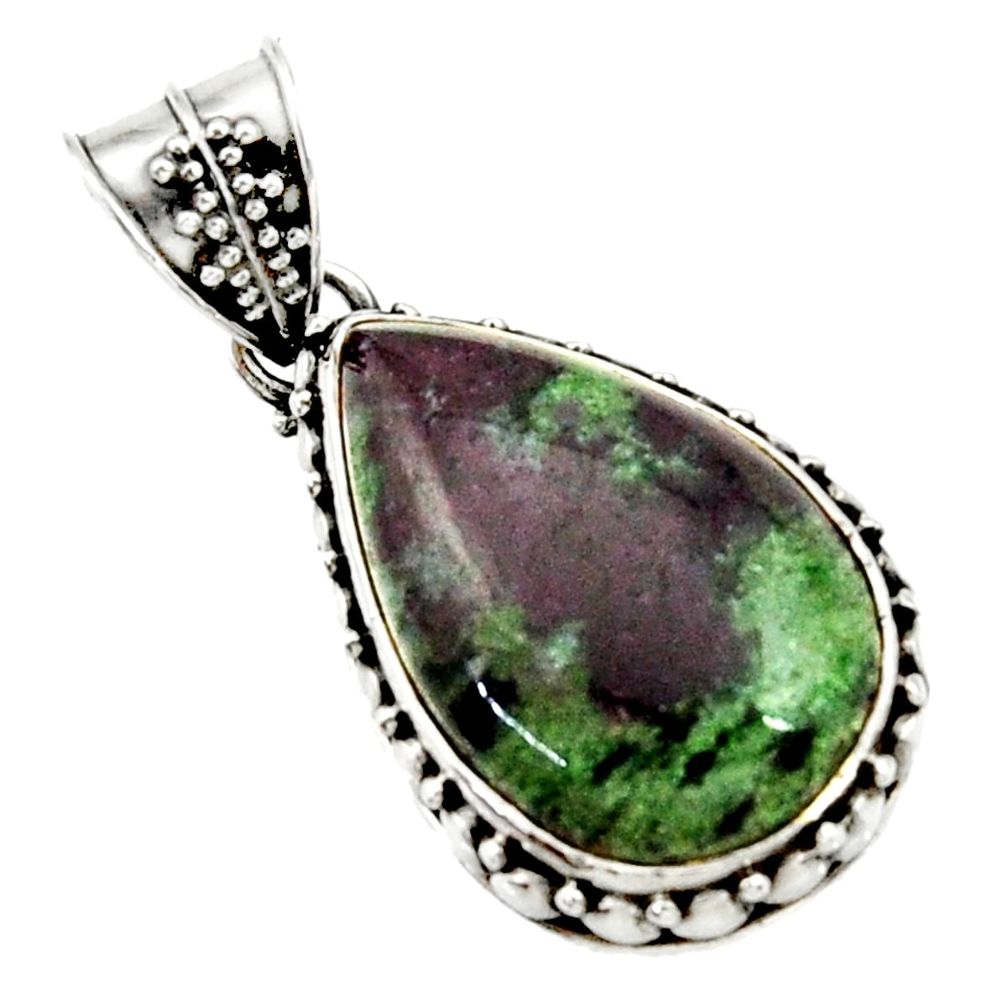 925 sterling silver 18.46cts natural pink ruby zoisite pendant jewelry d43191