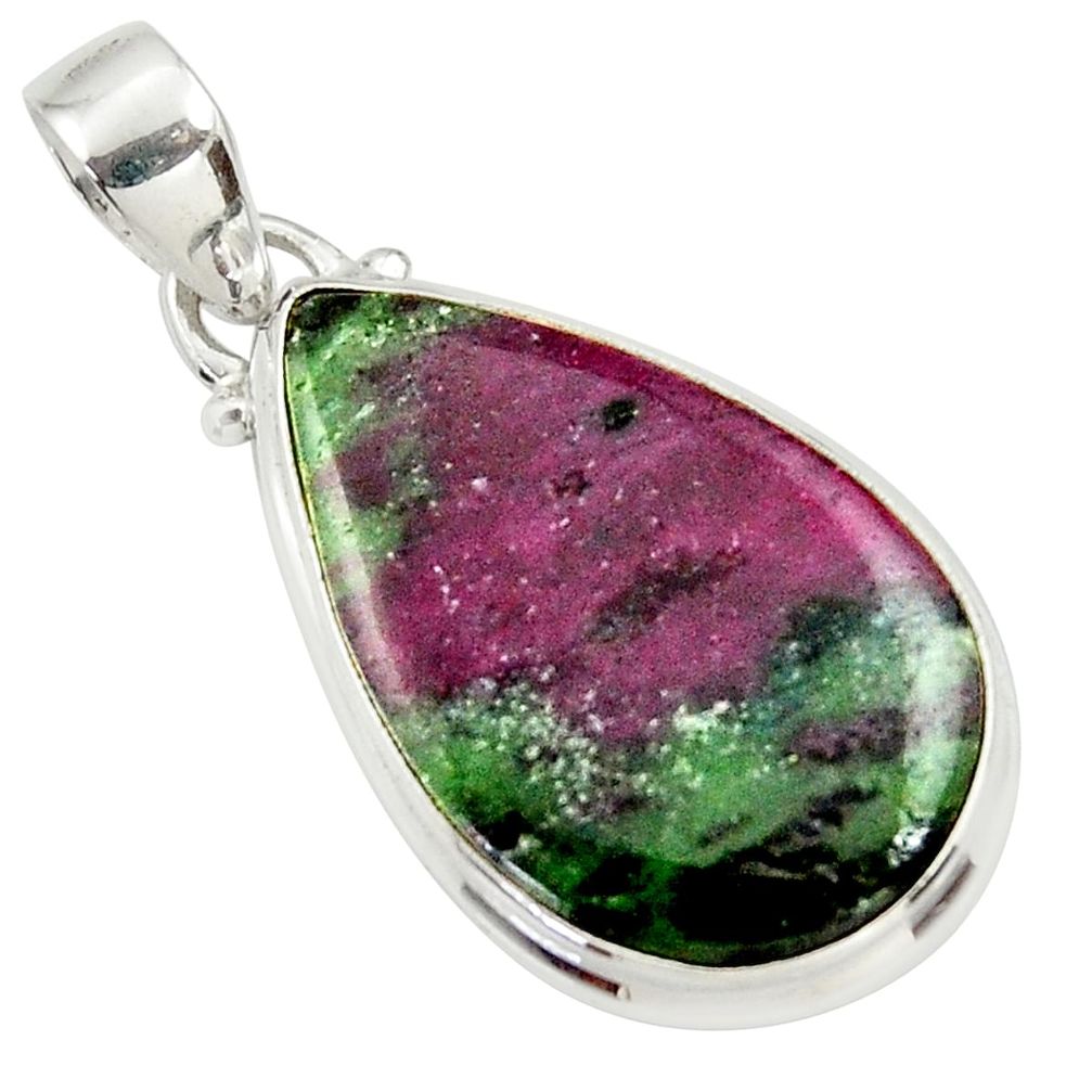 925 sterling silver 17.45cts natural pink ruby zoisite pendant jewelry r36287