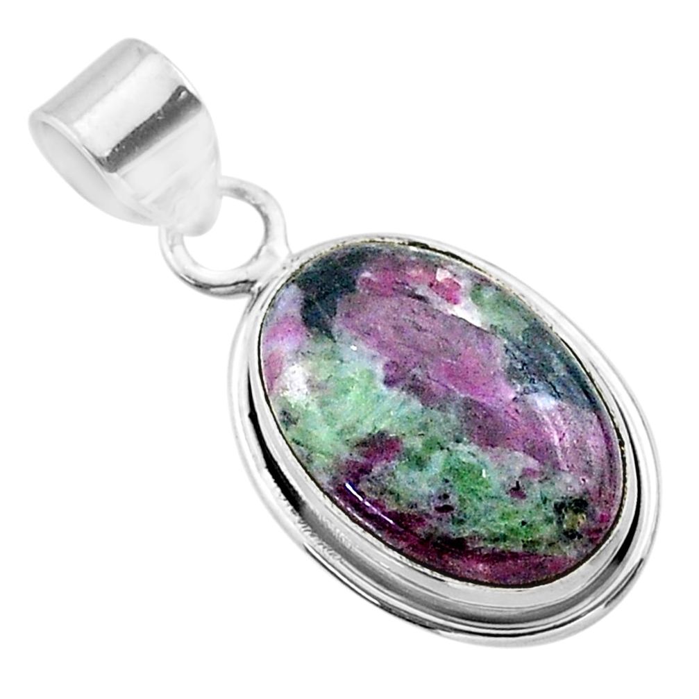 925 sterling silver 13.70cts natural pink ruby zoisite pendant jewelry t44776