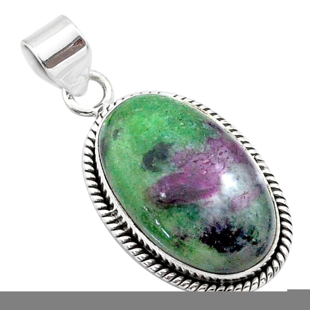 925 sterling silver 20.07cts natural pink ruby zoisite pendant jewelry t44808