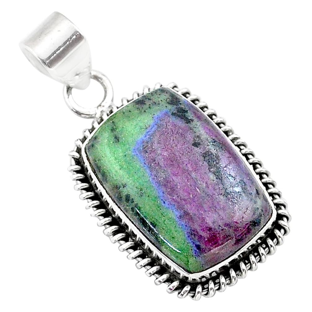 925 sterling silver 17.57cts natural pink ruby zoisite pendant jewelry t44816