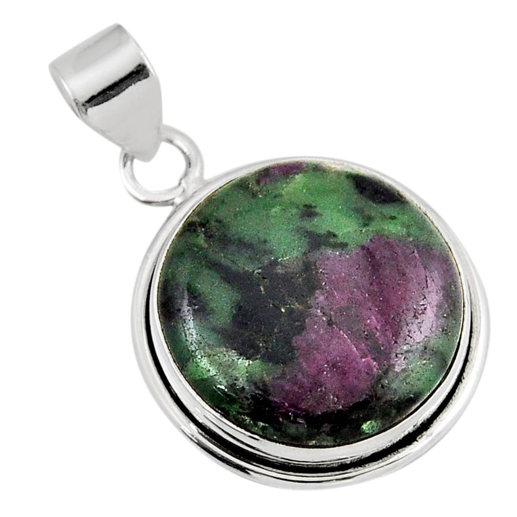 925 sterling silver 17.02cts natural pink ruby zoisite pendant jewelry y52613