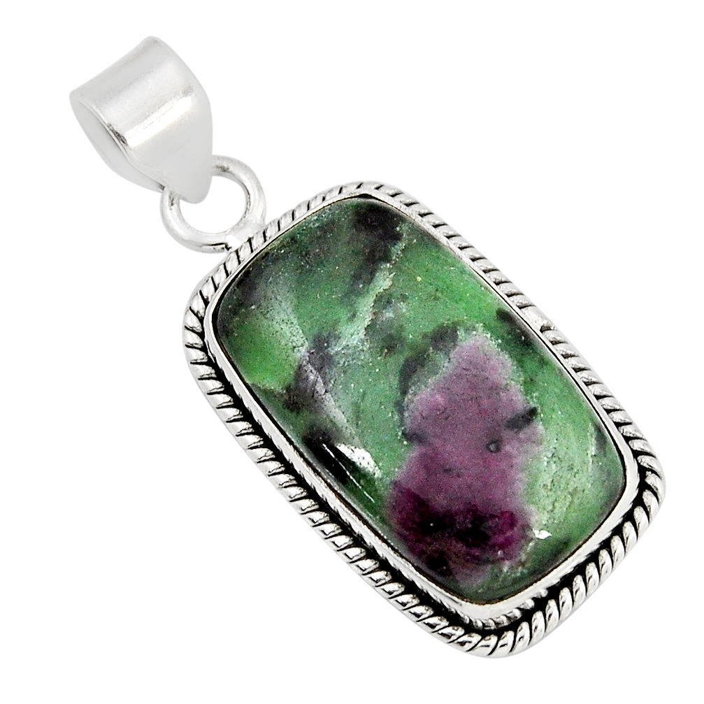 925 sterling silver 18.89cts natural pink ruby zoisite pendant jewelry y52936