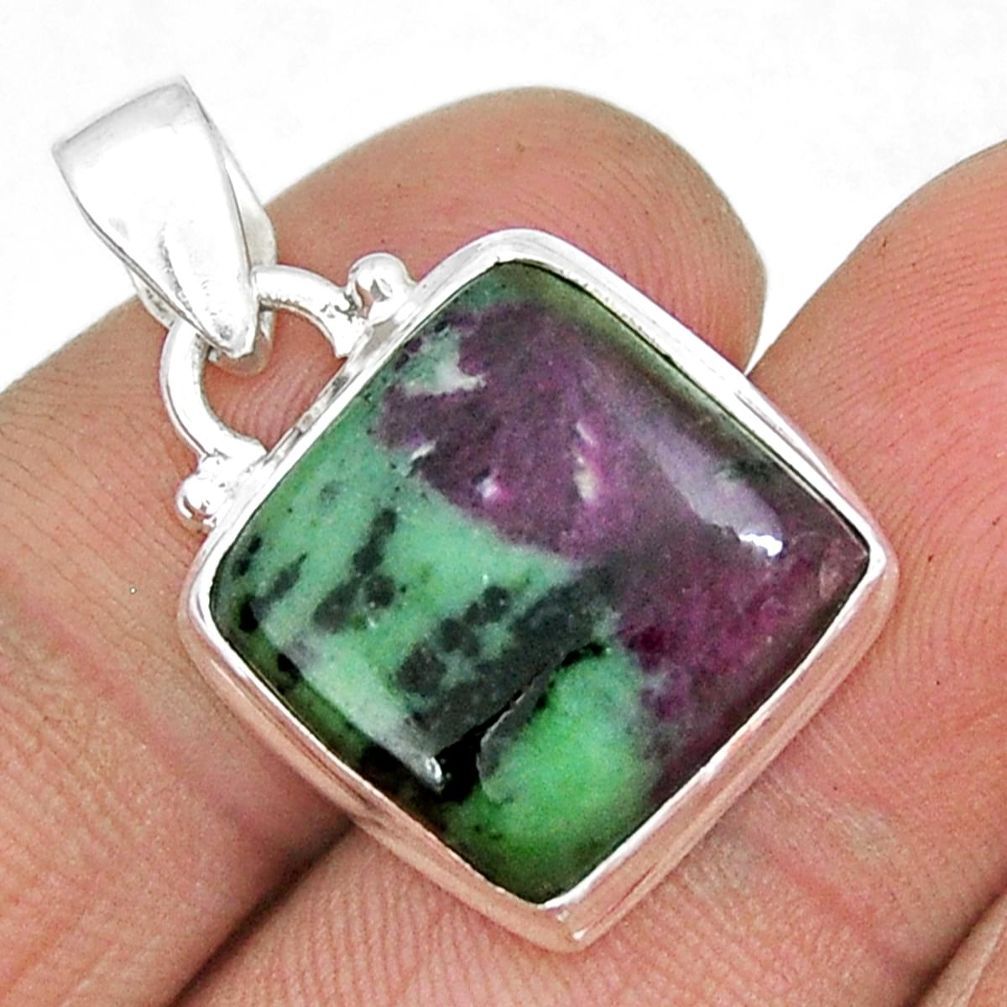 925 sterling silver 13.61cts natural pink ruby zoisite pendant jewelry y9482