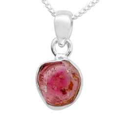 925 sterling silver 3.31cts natural pink tourmaline 18' chain pendant u67435
