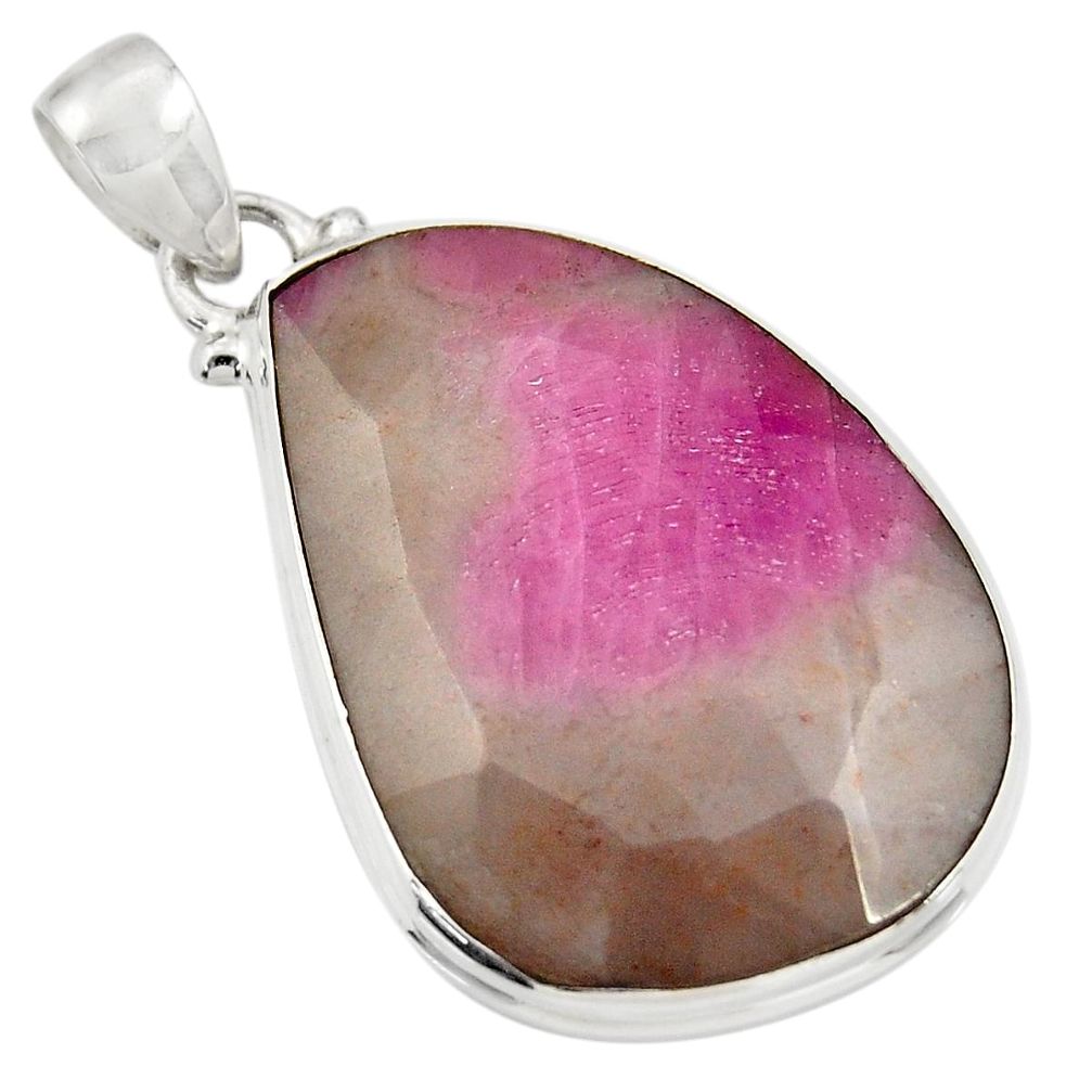 925 sterling silver 19.99cts natural pink tourmaline in quartz pendant d42106