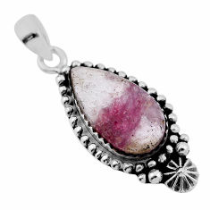 925 sterling silver 7.12cts natural pink tourmaline in quartz pendant n38217