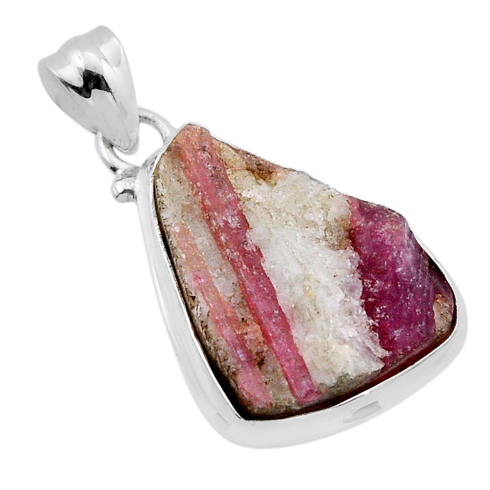 925 sterling silver 14.59cts natural pink tourmaline in quartz pendant n51528
