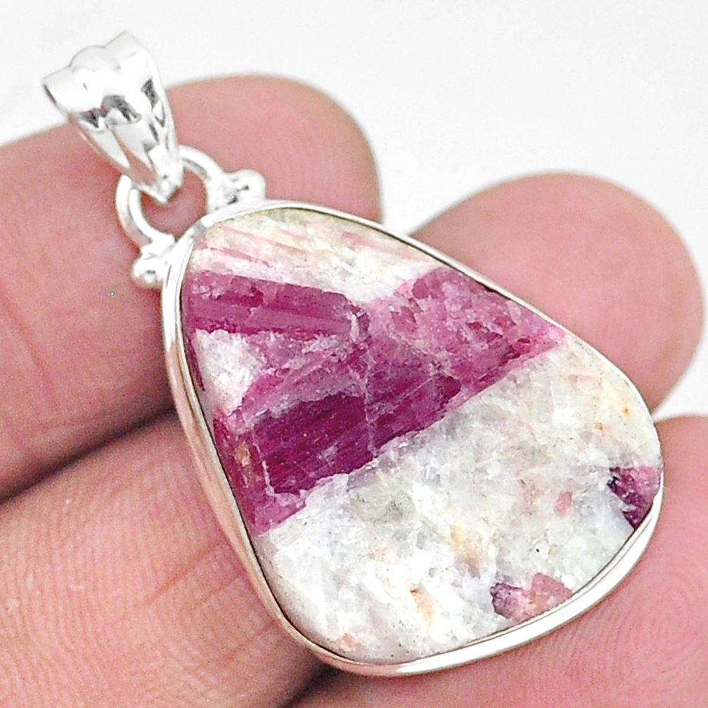925 sterling silver 28.08cts natural pink tourmaline in quartz pendant t5870