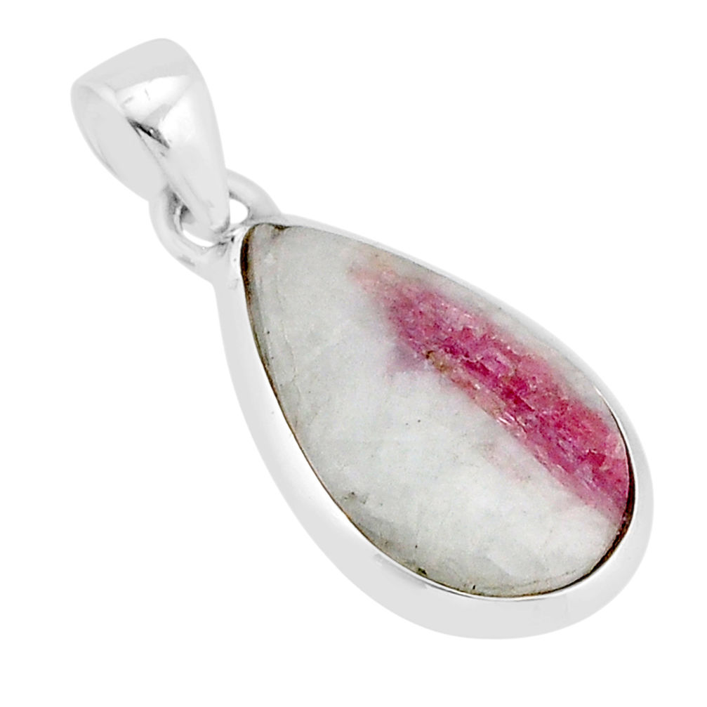 925 sterling silver 8.33cts natural pink tourmaline in quartz pendant y64817
