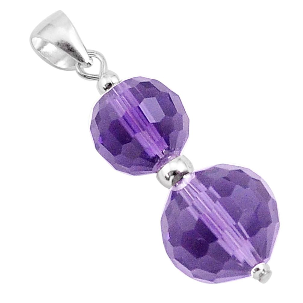 925 sterling silver 17.90cts natural purple amethyst beads pendant c27837