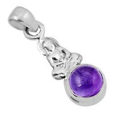 925 sterling silver 2.92cts natural purple amethyst buddha charm pendant y45054