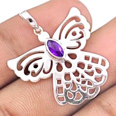 925 sterling silver 0.42cts natural purple amethyst dragonfly pendant u17560