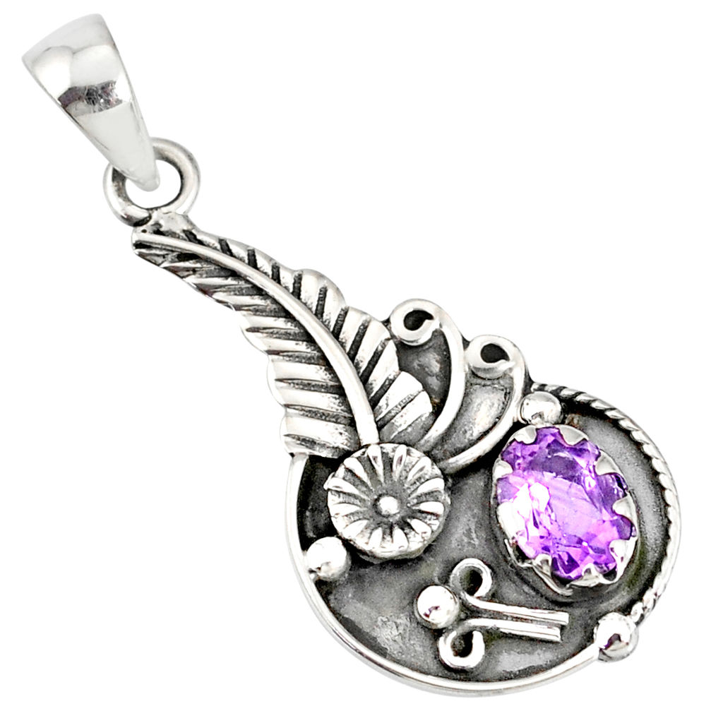925 sterling silver 2.11cts natural purple amethyst flower pendant r77824
