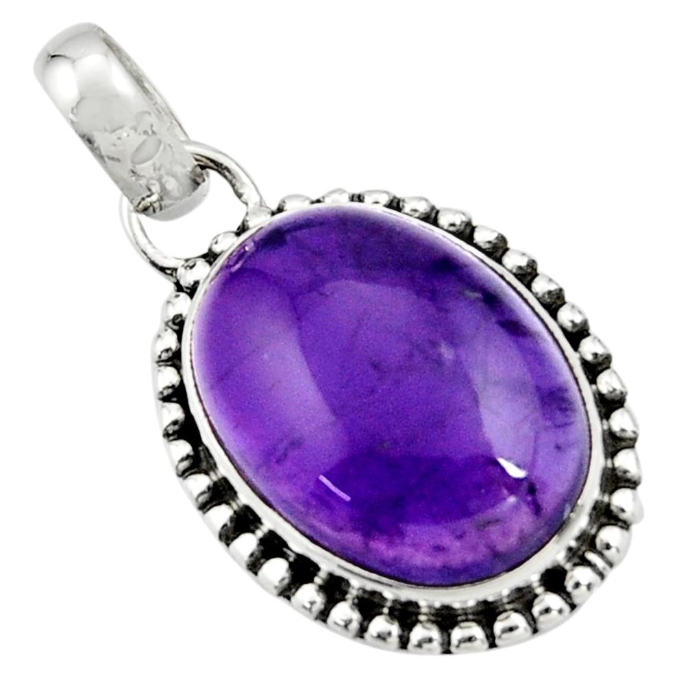 925 sterling silver 13.77cts natural purple amethyst oval pendant jewelry r26550