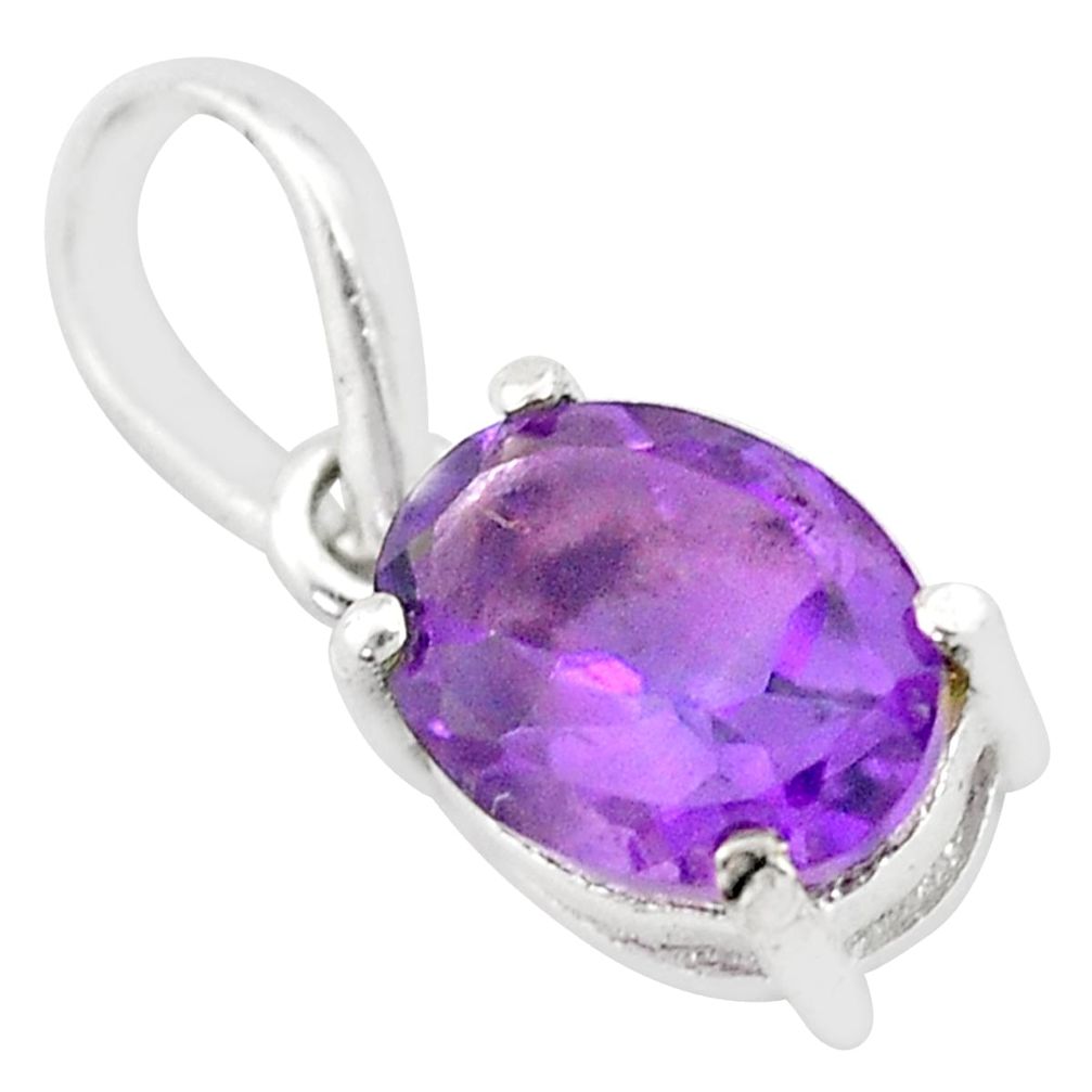 925 sterling silver 1.92cts natural purple amethyst oval handmade pendant t7656