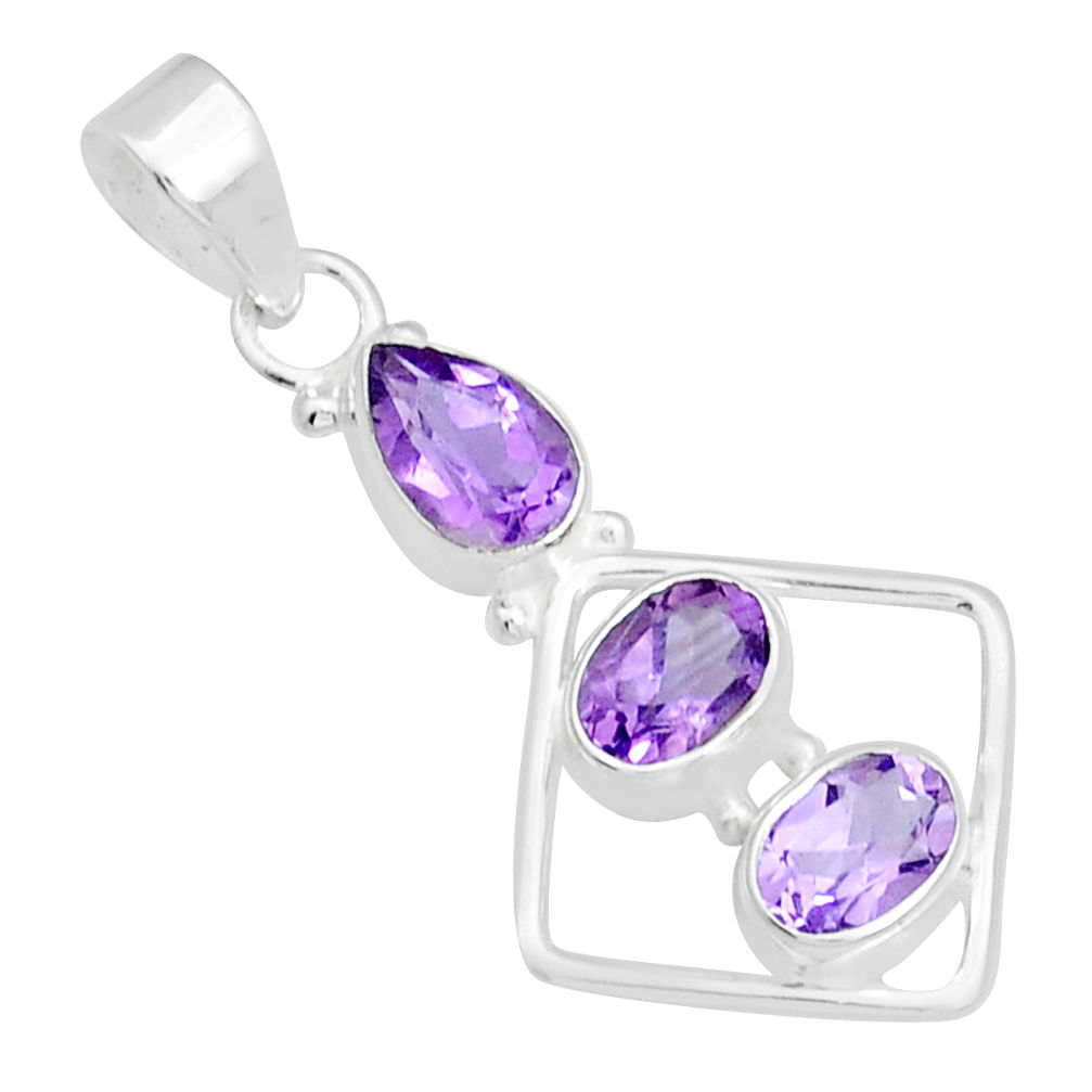 925 sterling silver 4.73cts natural purple amethyst oval pendant jewelry y12791