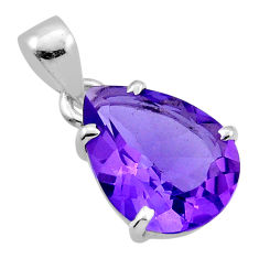 925 sterling silver 8.09cts natural purple amethyst pear pendant jewelry n45604