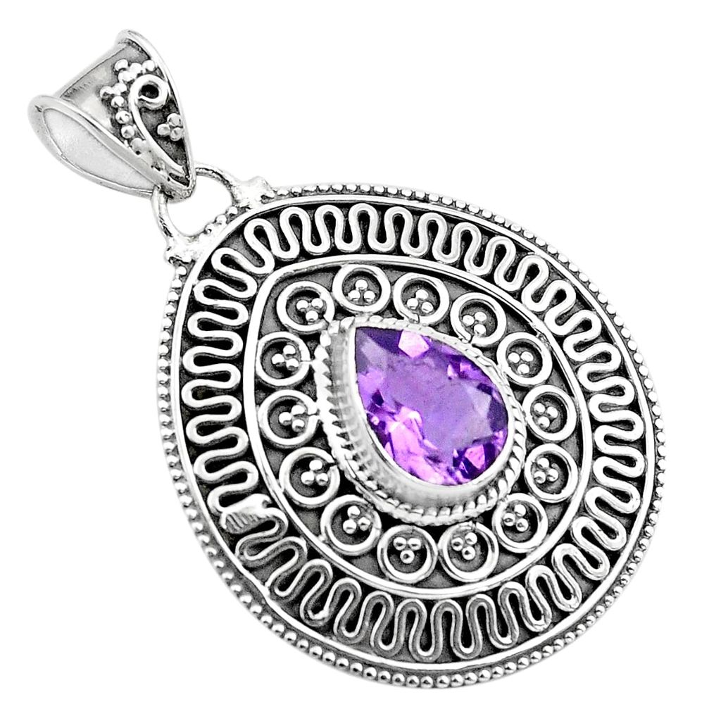 925 sterling silver 3.24cts natural purple amethyst pendant jewelry p86264