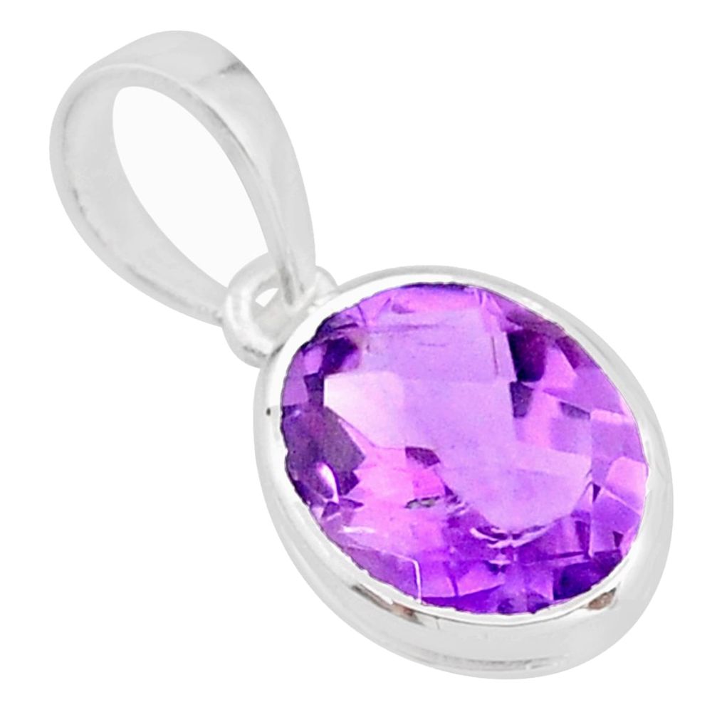 925 sterling silver 4.16cts natural purple amethyst handmade pendant r82647