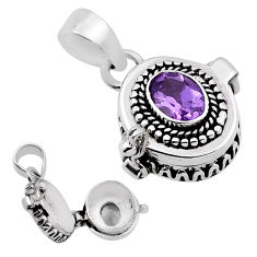 925 sterling silver 2.01cts natural purple amethyst poison box pendant n34576