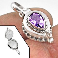 925 sterling silver 2.08cts natural purple amethyst poison box pendant t73417