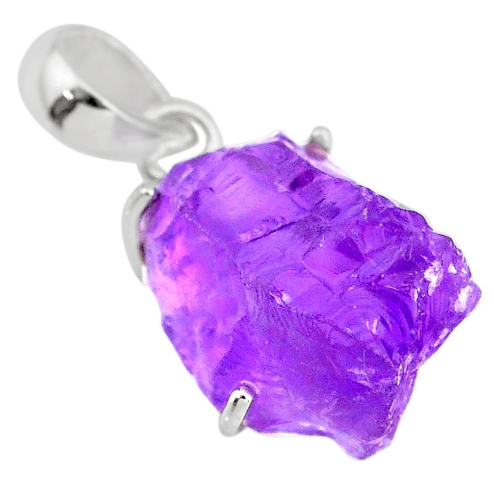 925 sterling silver 15.63cts natural purple amethyst raw fancy pendant r82944