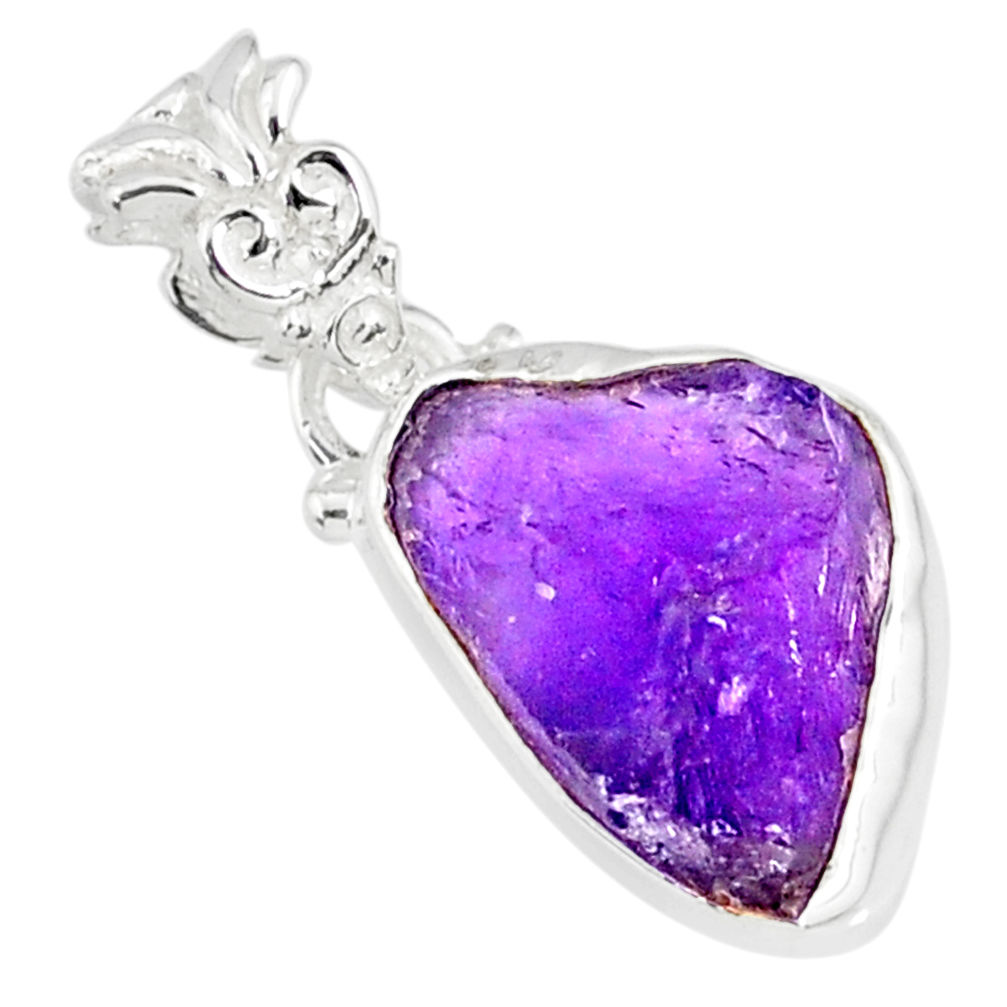 925 sterling silver 9.34cts natural purple amethyst raw pendant jewelry r80737