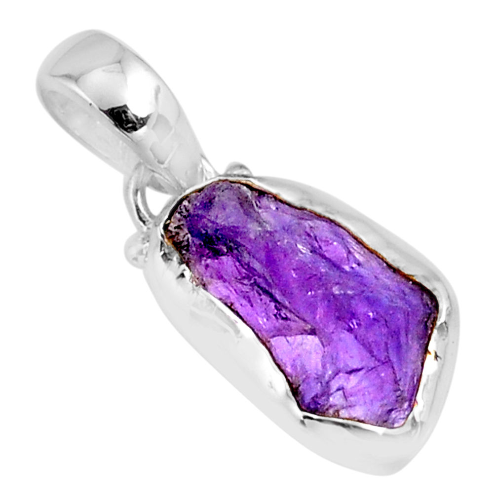 925 sterling silver 8.76cts natural purple amethyst raw pendant jewelry r80740