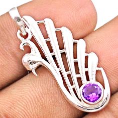 925 sterling silver 0.77cts natural purple amethyst round peacock pendant u17530