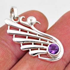 925 sterling silver 0.90cts natural purple amethyst round peacock pendant y86202